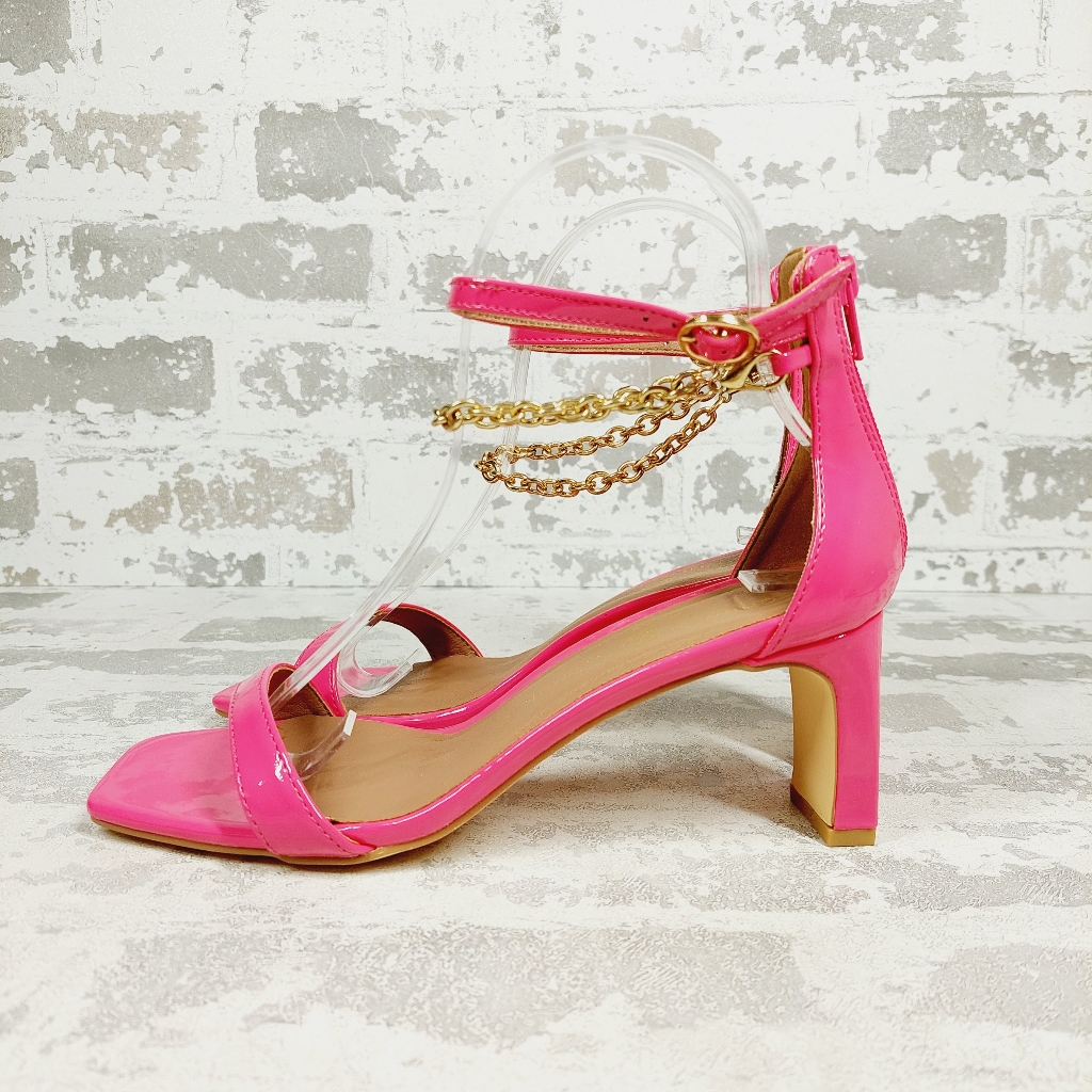 New Chinese Laundry Yara Pink Patent Leather Ankle Strap Sandals I84